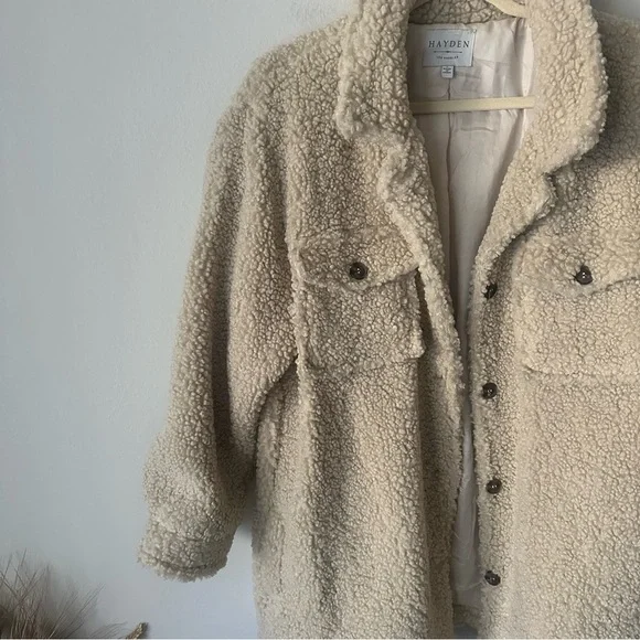Hayden Sherpa Button Shaket in Cream Large - Picture 7 of 14